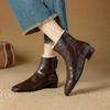 Fashion NEW Winter Women Boots Square Toe Chunky Heel Shoes Split Leather Shoes for Women Zipper Ankle Boots Warm Wool Modern Boots