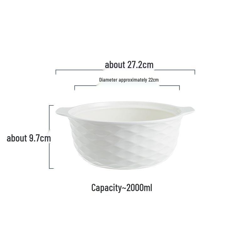 Ceramic Double-Handled Large Soup Bowl with Lid - High-End Design, Ideal for Home Use, Sauerkraut Fish, and Commercial Soups.