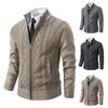 Giacca da uomo alla moda, maglione con cerniera, colletto con risvolto, vestibilità slim, calda, accogliente e senza tempo, giacca cardigan ispessita casual