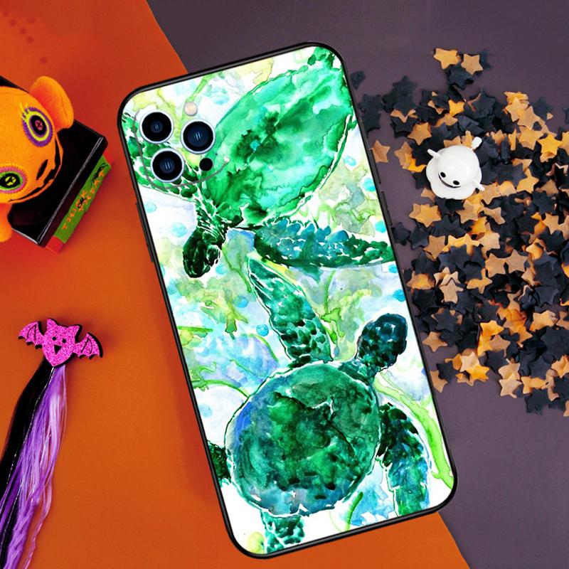 Cute Sea Turtle Bumper Case For iPhone 16 15 14 Pro Max 11 12 13 Pro Max Mini XR 16e 16 15 Plus Phone Cover