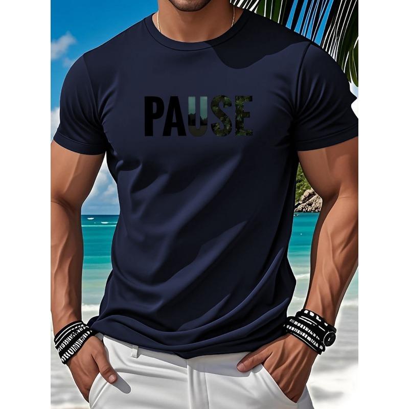 Men's T-shirt 3D Letter Printed Short Sleeved Shirt