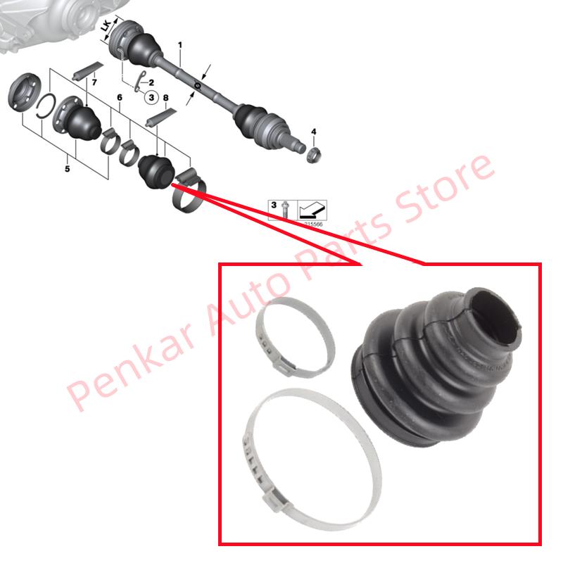 

33217572446 Rear Outer shaft repair Boot Kit For BMW E60 E61 E63 E64 E65 E66 X5 E70 F15 X6 E71 E72 F16 Z4 E89