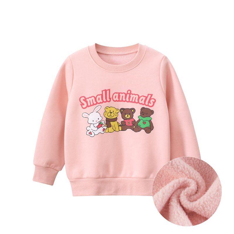 27Home Brand Export Children s Clothing Autumn and Winter New Style 2026 Kidsren s Sports Sweatshirt Fleece-Lined Sweater for Baby Girls H2037 Pink 130