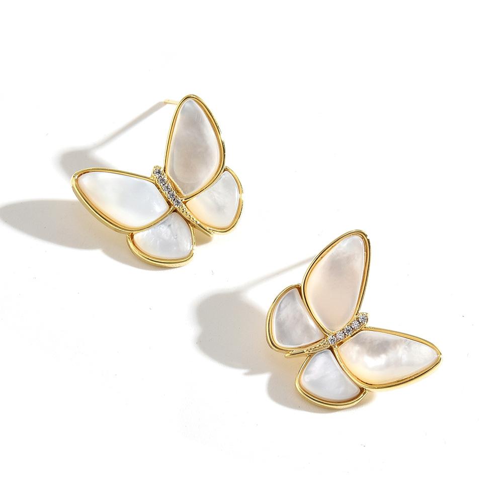 Break The Cocoon Into A Butterfly, Natural Fritillary Butterfly Stud Earrings, Fashionable And Atmospheric Long Princess Earrings Of The Same Style