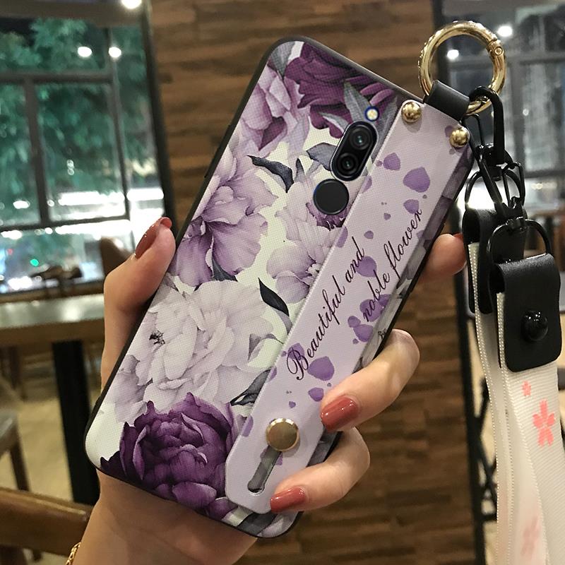 Flower Anti-knock Phone Case For Xiaomi Redmi 8 Silicone Wristband Anti-dust Soft case Fashion Design Phone Holder Ring