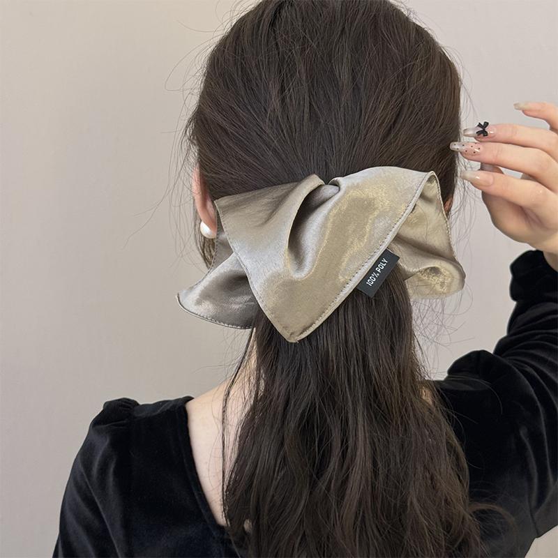 Gomas Elásticas Cuadradas De Seda Satinada Para El Cabello Para Mujeres Y Niñas, Coleteros Sólidos Lazos Grandes Para El Cabello