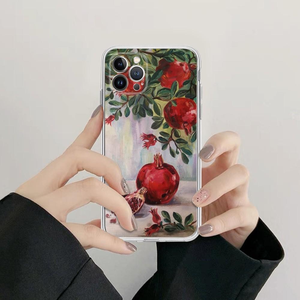 Red pomegranate Phone Case For iPhone XR X XS Max 14 13 Pro Max 11 12 Mini 6 7 8 plus SE 2020 Printing Cover