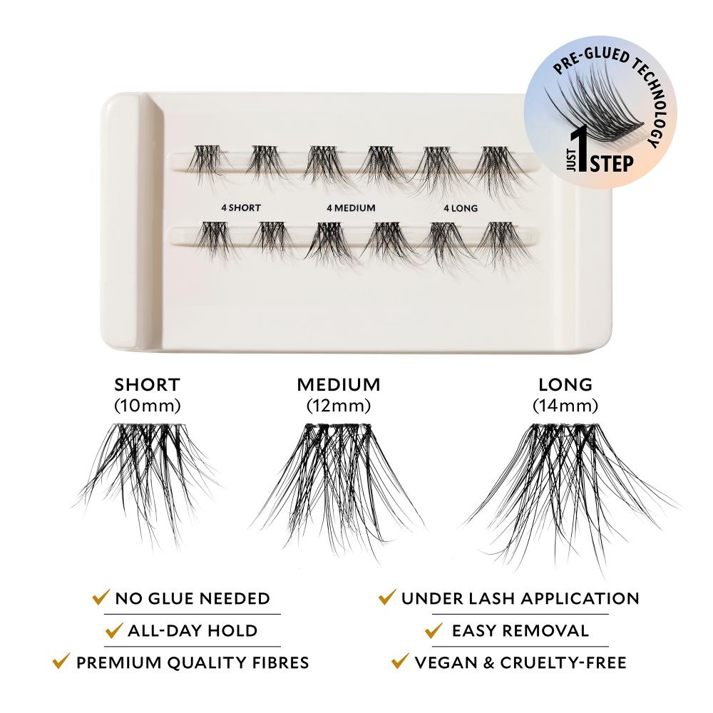 Velour Lashes Velour Xtensions Selbstklebende, natürliche Wimpernbüschel für jeden Tag