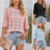 New Summer Women's Round Neck Hollow Sun Protection Clothing Knitted Sweater Blouse