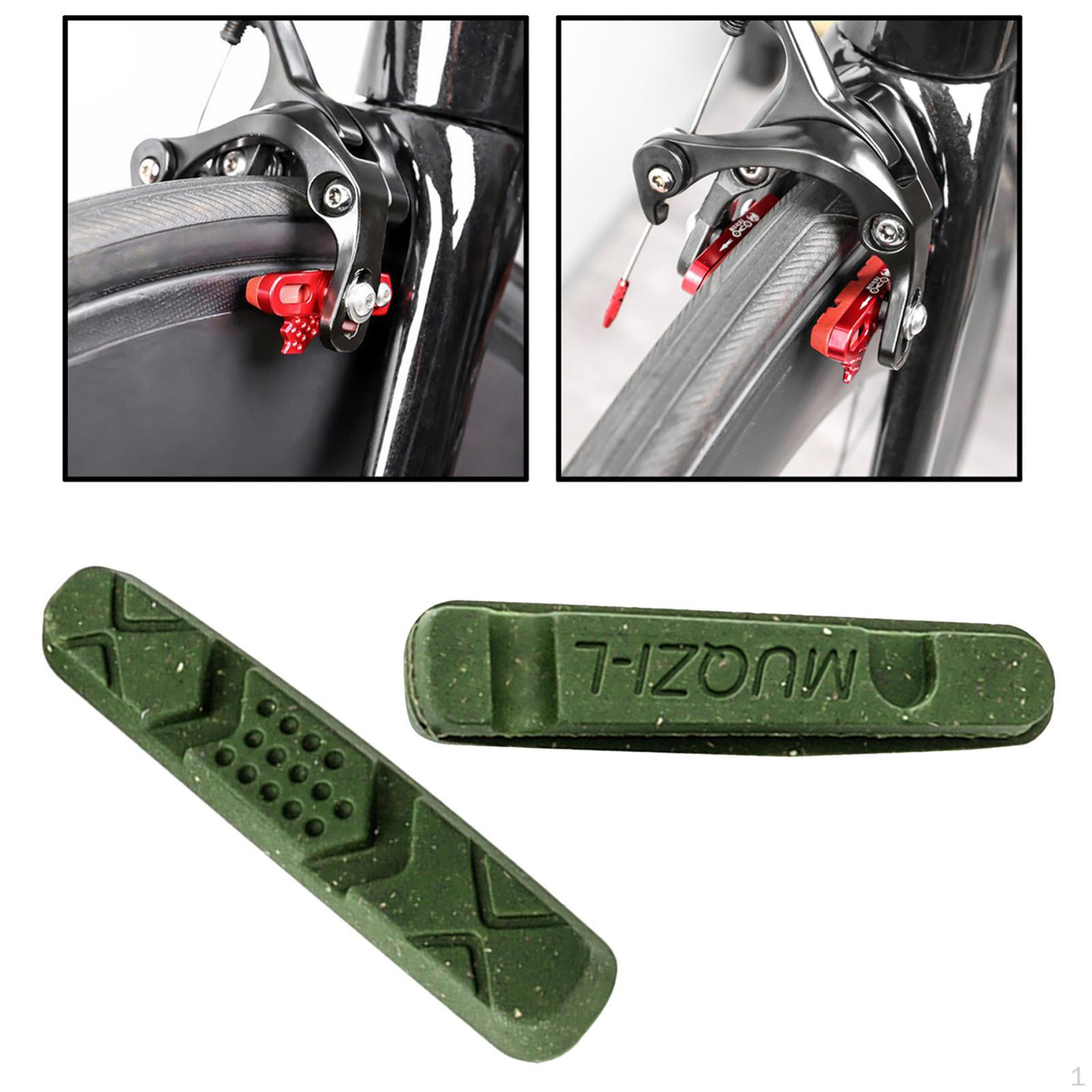 1 Pair Bike Brake Pads Cycles Cyclist Biking Front Replacement Rubber Durable Bicycle BMX Cycling зелёный