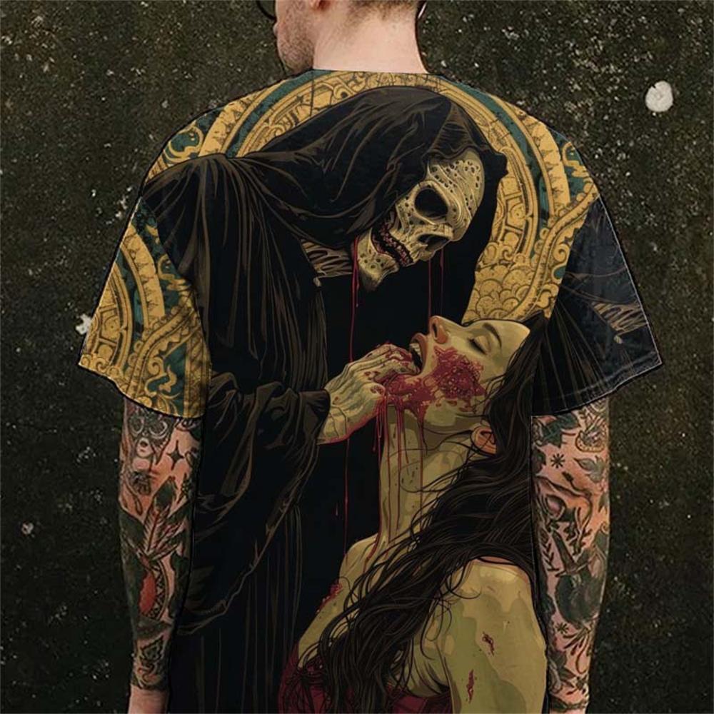 Summer Vintage Horror Skull 3D Print T-Shirts Streetwear Men Fashion Oversized O-Neck Short Sleeved T Shirt Tees Tops Clothing