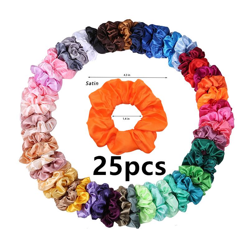 25/10//6 Stück Satin Scrunchies Mädchen Elastisches Haarband Pferdeschwanzhalter Haargummis Mode Damen Accessoires Uni Scrunchy