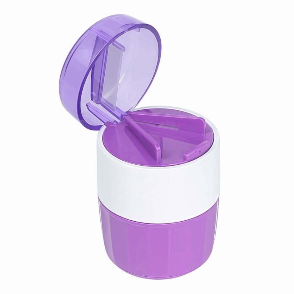 

Splitter 3-in-1 Pill Crusher Stainless Steel Fine Powder Tablet Grinder Pill Storage Box Daily Use фіолетовий