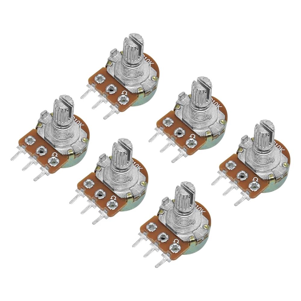 WAVGAT 10PCS WH148 Linear Potentiometer B1K B2K B5K B10K B20K B50K B100K B250K B500K B1M 15mm Shaft With Nuts Washers 3pin WH148