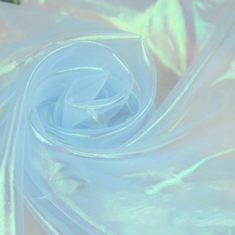 Colorful Organza Bright Silk Mesh Fabric Encryption Fantasy Laser Glass Yarn Fabric DIY Stage Performance Costumes Wedding Decor
