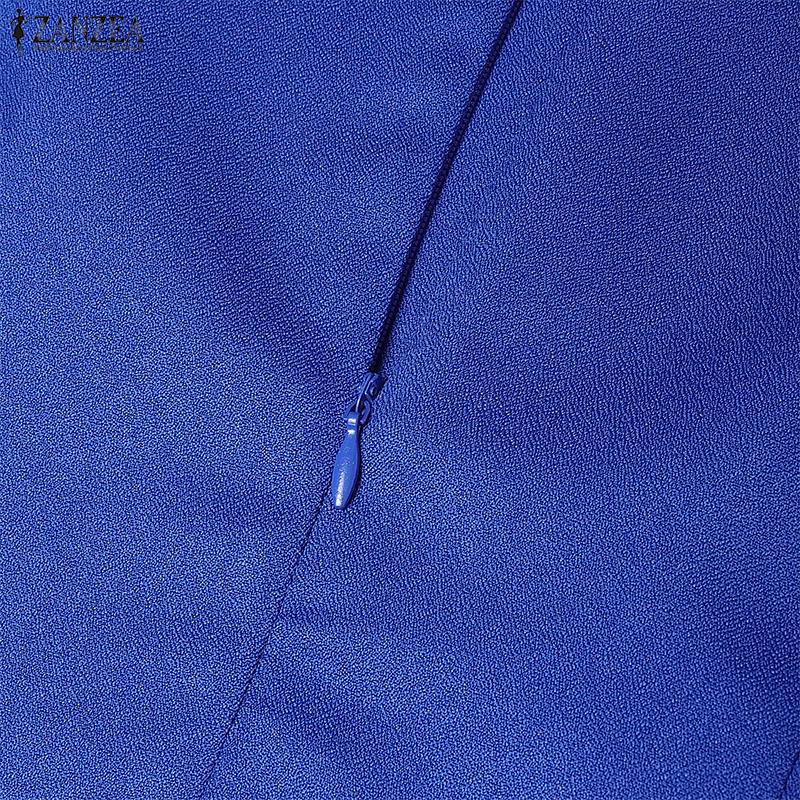 ZANZEA Women Casual Round Neck Summer 3/4 Sleeve Elegant Dress