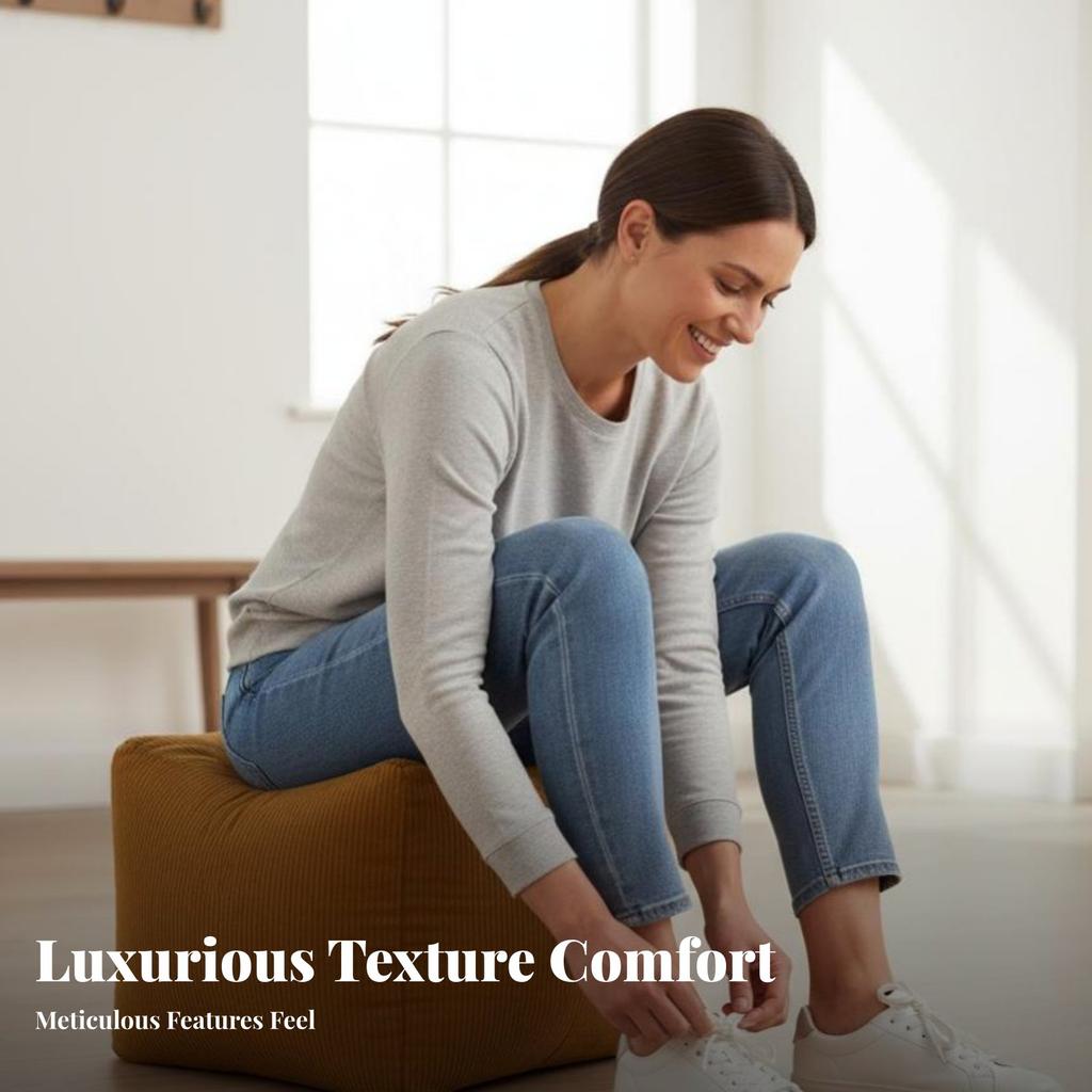 Square Pouf Multi-Functional Woven Pouf Comfortable Seating small-sized Size for Homeowners, Kids, Entryway