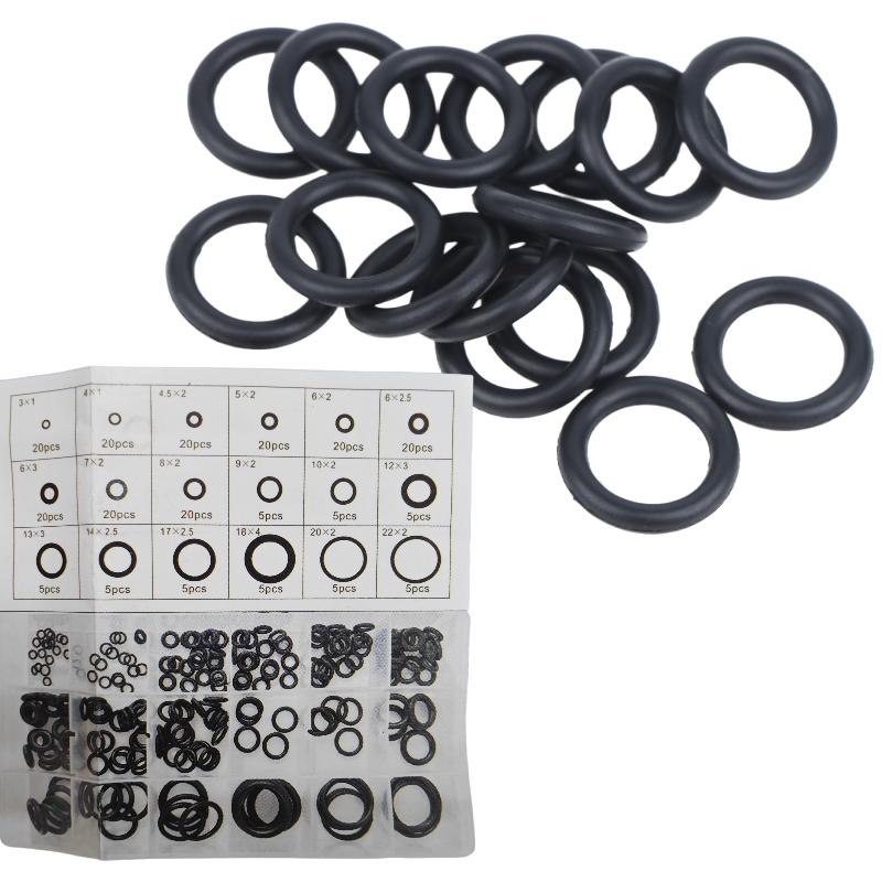 225Pcs O Ring Kit Durable Rubber Sealing Rings Oil Water Resistant Multi Sizes for Industrial Auto Repair