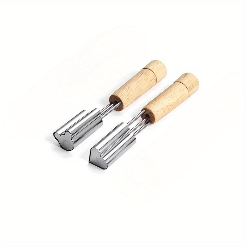 

Vegetable cutter shape set DIY wooden handle fruit cutter mold biscuit cutter, used for food and fruit processing baking Style A 2pcs