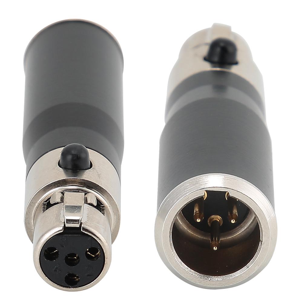 2PCS Mini XLR 3pin Male To Mini XLR 4pin Female Zinc Alloy Casing O Adapter Connector