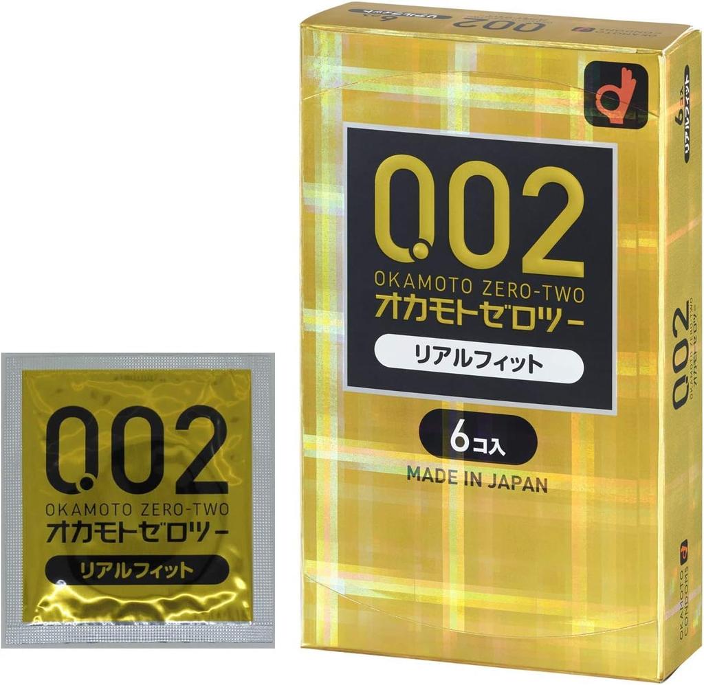 Condom Okamoto Zero Two Real Fit 3 Box Set with Stick Lotion Contraceptive Condom 0.02 (6 Pieces)