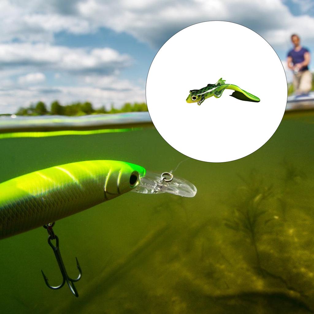 5pcs Simulated Giant Salamander Floating Lures Green Lizard Silicone Bait Swimbait Artificial Bait Fishing Accessories