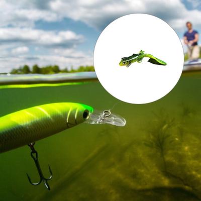 5pcs Simulated Giant Salamander Floating Lures Green Lizard Silicone Bait Swimbait Artificial Bait Fishing Accessories
