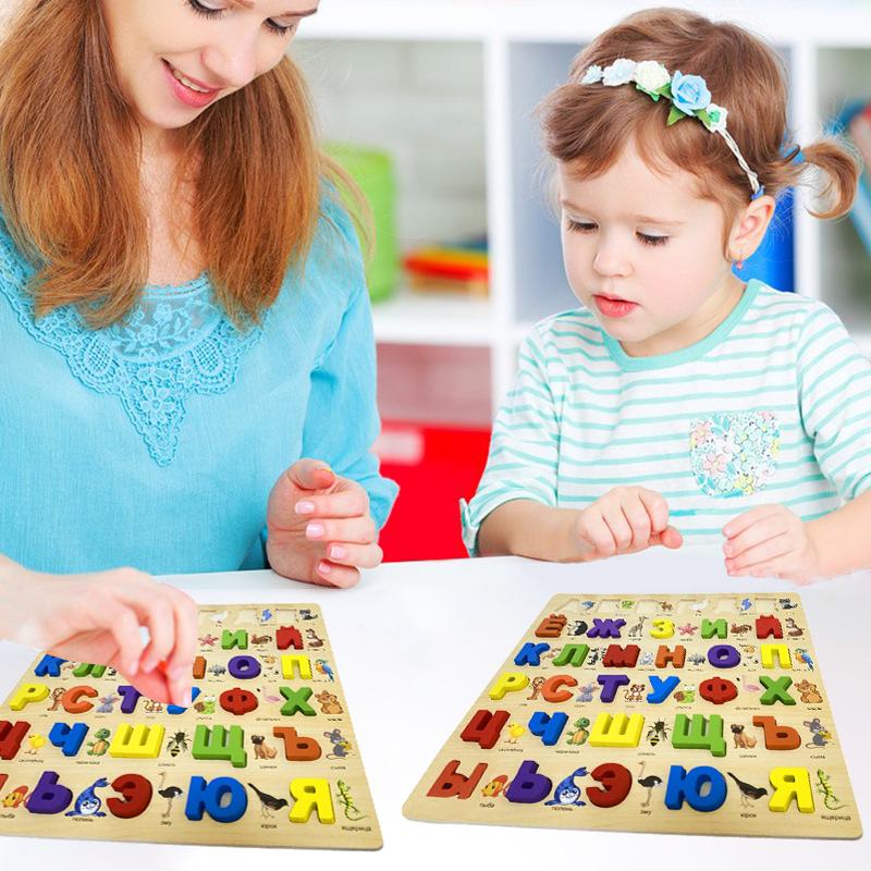 Alphabet Wooden Puzzles For Toddlers, Learn Alphabet Words For Kids, Toys Montessori Educational Puzzles