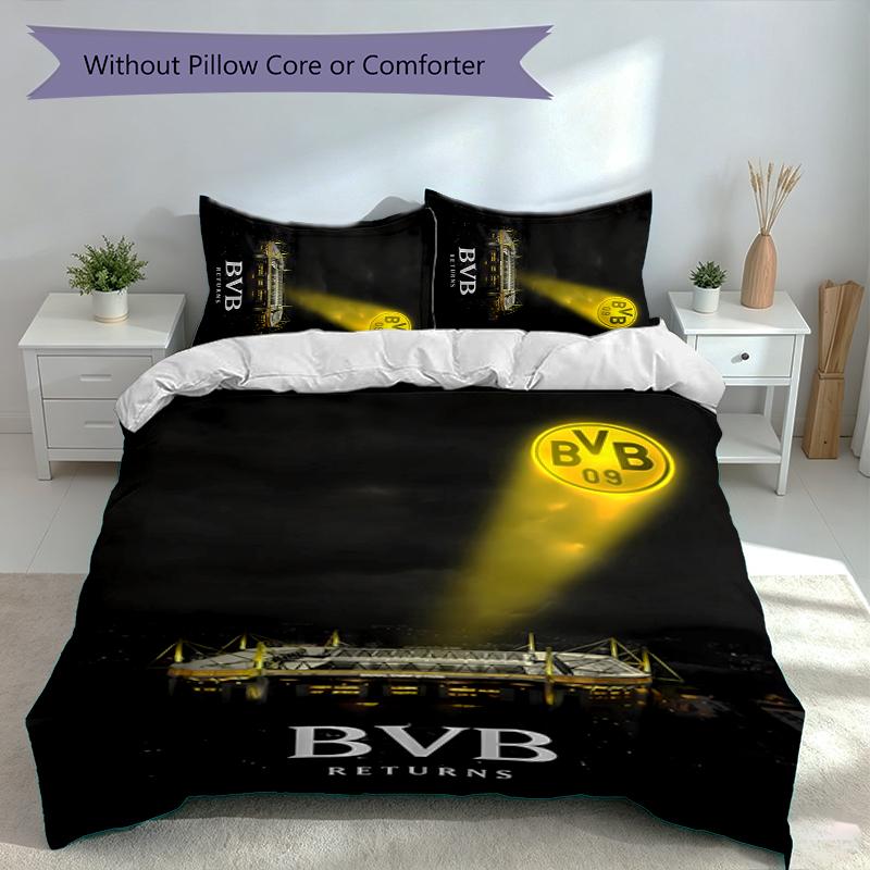 3pcs Borussia Dortmund Duvet Cover Set, Includes 1 Duvet Cover and 2 Pillowcases,Skin-Friendly&Comfortable Fabric,Suitable Bedding Sets