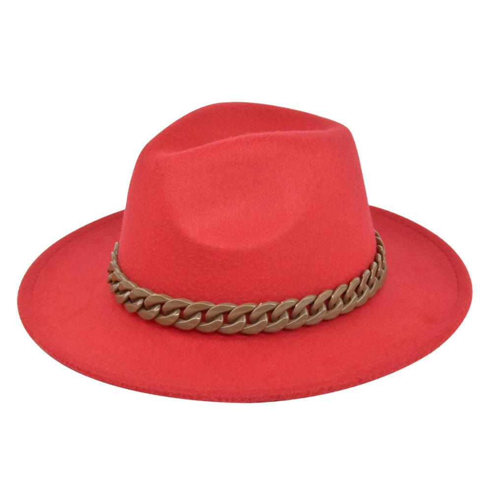British retro jazz hat easiest for match chain hat women's large brim woolen hat felt hat imitation sheep hat flat brim hat no