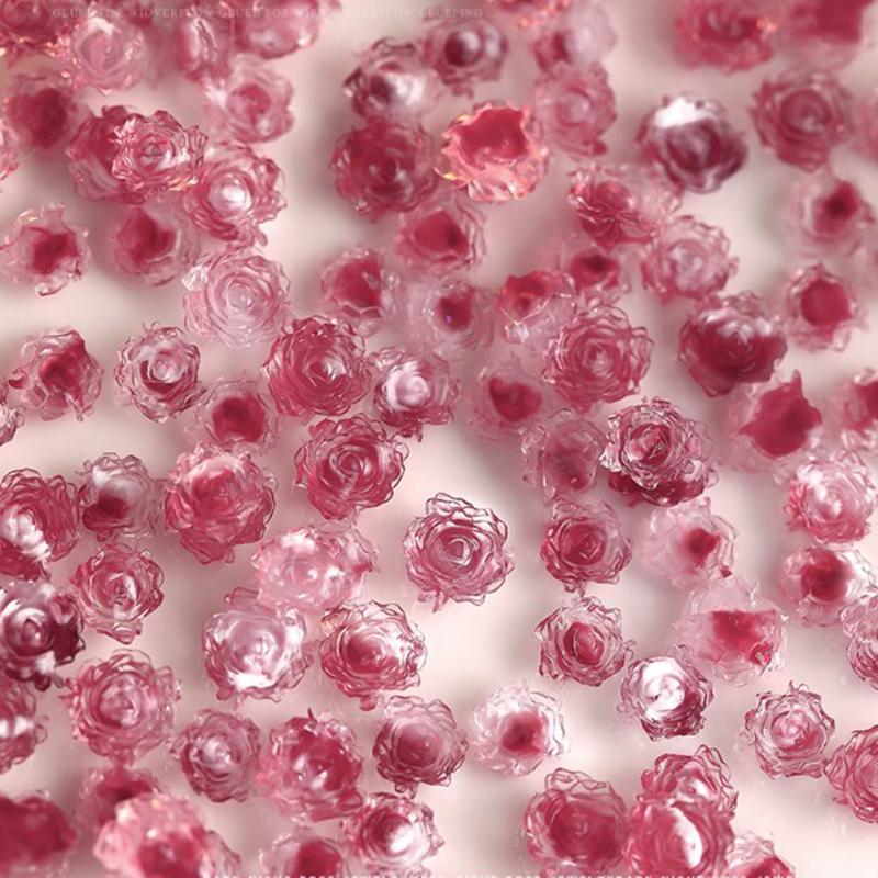 50Pcs 3D Resin Flowers Nail Art Charms Accessories Rose Camellia Nail Decor Diy Nails Decoration Materials Manicure Salon Supply