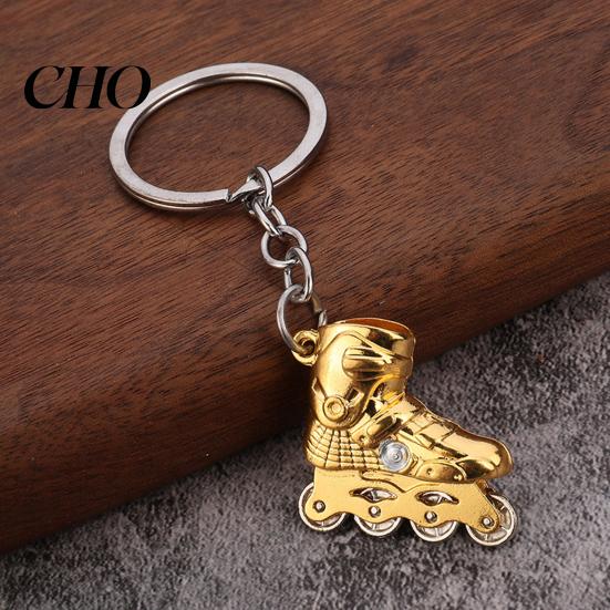 Keychain Gift Zinc Alloy Pendant, 3D Simulated Roller Skate Shape Multi-color Accessory Key Ring, Multiple Colors Practical Hanging Metal Plated