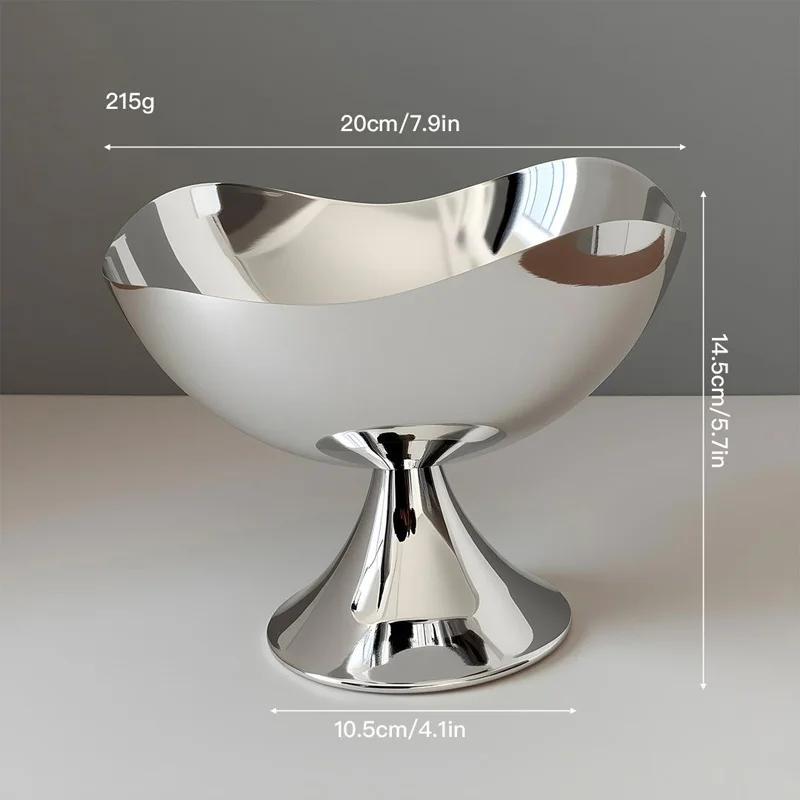 Silver Plated Iron Desktop Storage Tray Ornaments Crafts Home Livingroom Dining Table Snack Fruit Storage Plate Decoration Items