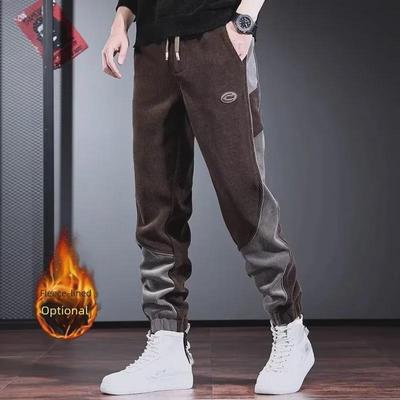 Men's Thick Corduroy Sweatpants for Autumn/Winter - Cool, Trendy, Plus Velvet Harem Style.
