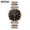 Sanda Trendy Diamond Roman Numeral Couple Watches - Steel Band, Waterproof Women's Wristwatch