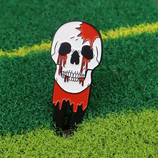 Skull Golf Divot Repair Tool Zinc Alloy Magnetic Ball Marker Holder Metal Green Fork Tool Golf Accessories Men Women Golfer Enthusiasts Gift