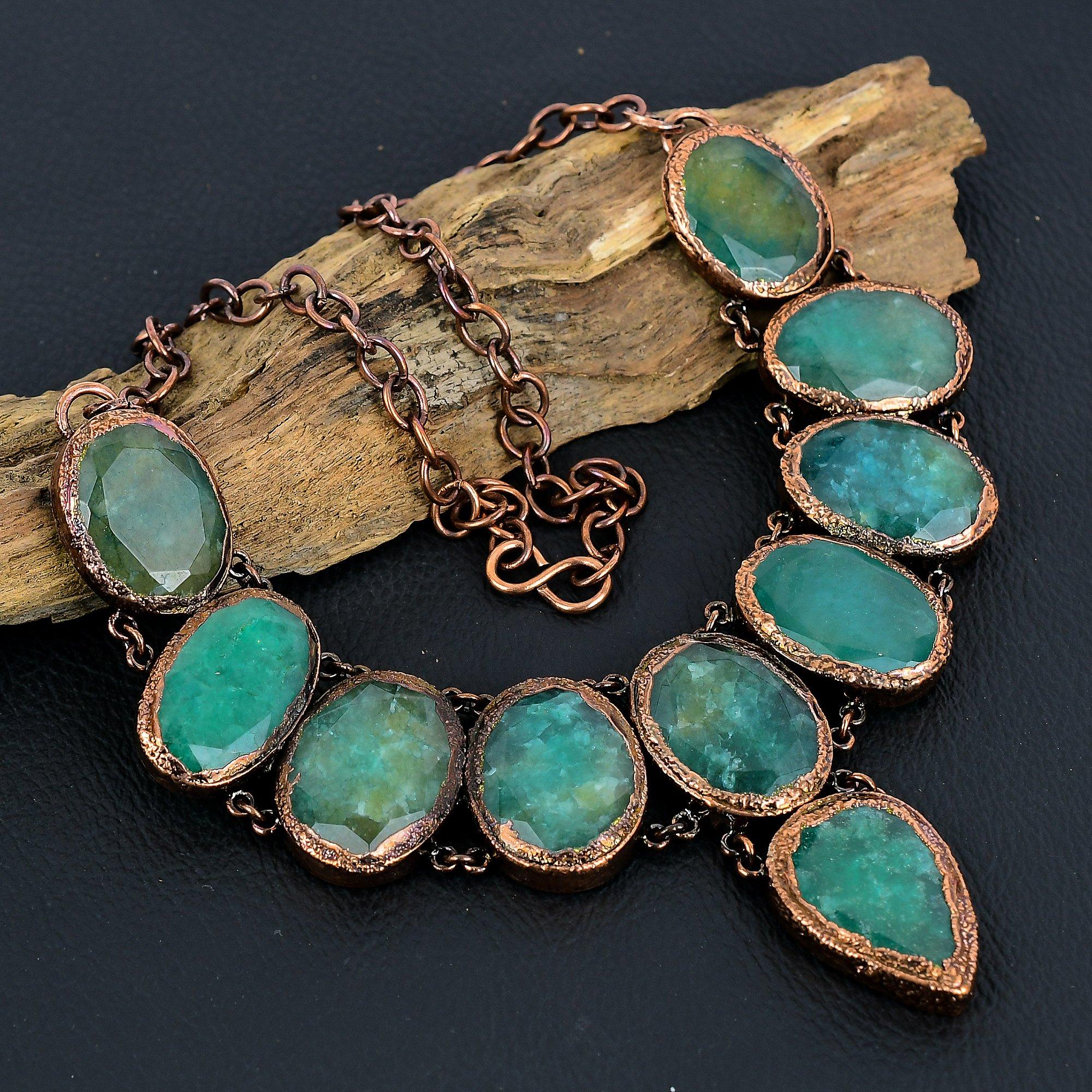 

Emerald Necklace, Copper Electroformed Gemstone Jewelry, Handmade Necklace Amazing Jewelry, Gift For Her