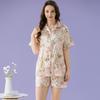 Ice Silk Pajamas Femininity Fashion Summer Short-Sleeved Shorts Sweet Floral Loungewear Can Be Worn Outside