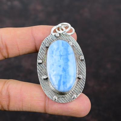 Owyhee Blue Opal Pendant Genuine Gemstone Pendant Amazing Jewelry 925 Sterling Silver Pendant Stylish Pendant Handmade Jewelry Gift For Wife