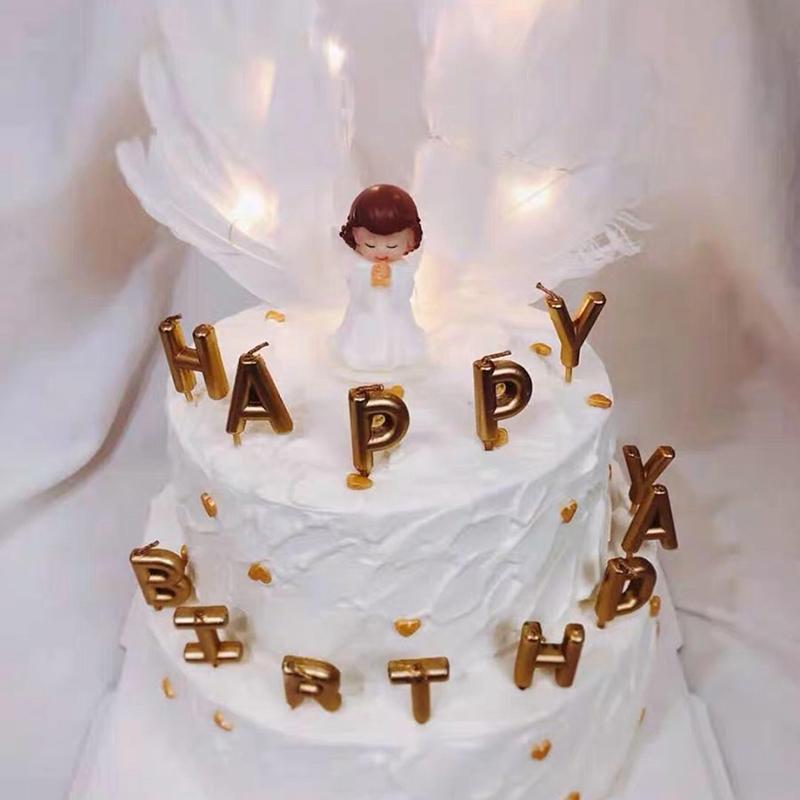 Adornos para Pastel de Plumas de Ángel para Boda, Fiesta de Cumpleaños, Decoración para la Parte Superior del Pastel