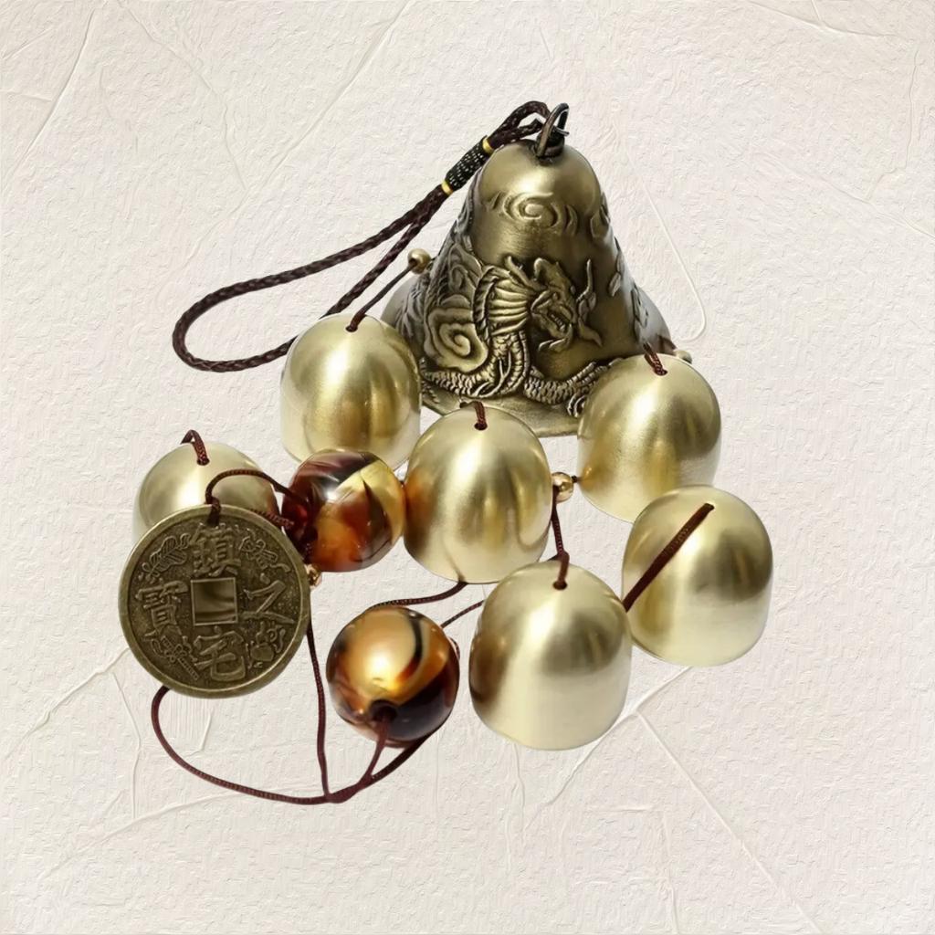 16-Zoll Glücksbringende Kupferlegierung Drachenförmiges Metall-Windspiel Zuhause Geschäft Hängendes Geschenk Balkon Hängende Türdekoration Geschenk