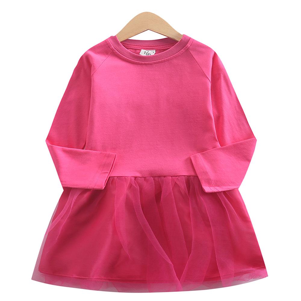 Stylish Spring & Autumn Long-Sleeved Dresses for Girls with Custom Mesh Skirts