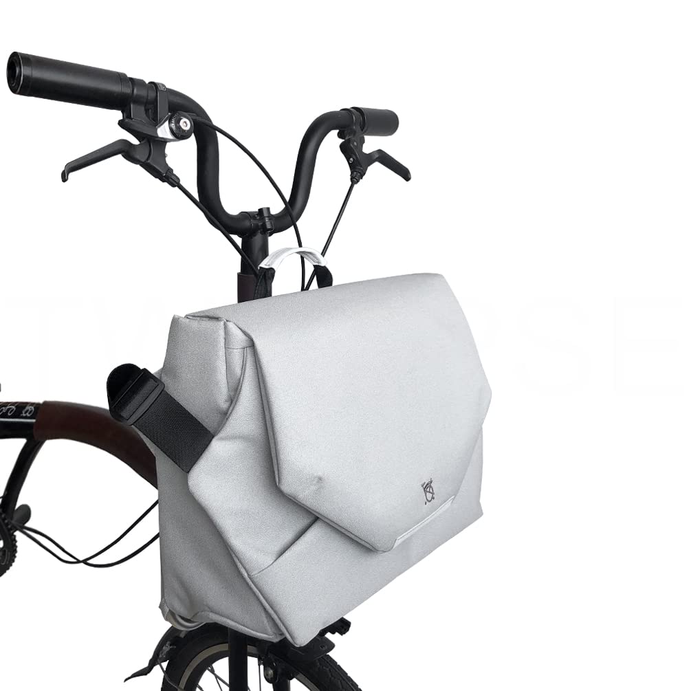 

Сумка для велосипеда TWTOPSE City Messenger для Brompton Folding подходит для ноутбука с дождевиком для велосипеда, (Белый Серый)