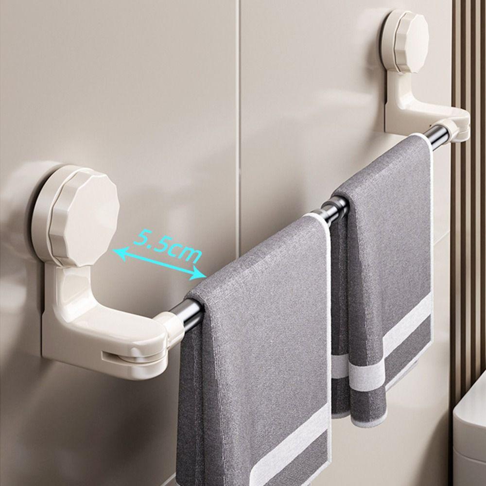 Wall Mounted Towel Bars Suction Cup Bathroom Storage Rod Durable Slipper Rack