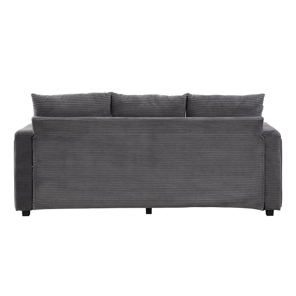 [5-Kissen Supreme Set] LED-Sofa mit wolkenweichem Sitzgefühl: 3-Sitzer-Sofa + Überdimensionierter abnehmbarer Hocker, Tragfähige modulare Möbel in L-Form