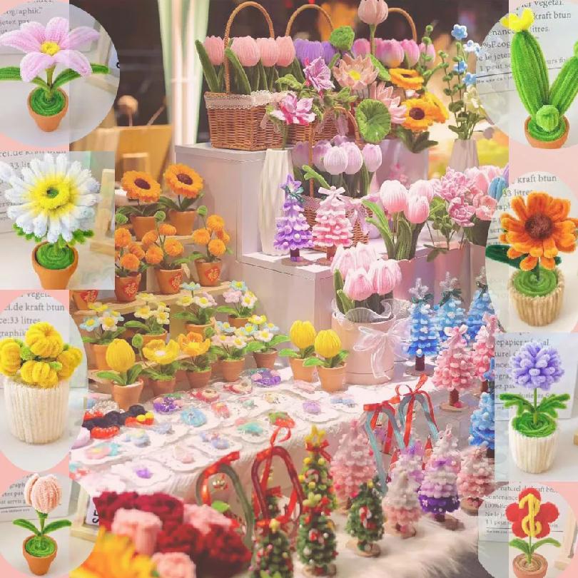 Chenille Stem Pipe Kids DIY Creative Toys Chenille Sticks Cleaners Kindergarten Educational Handmade Material Plush Strips