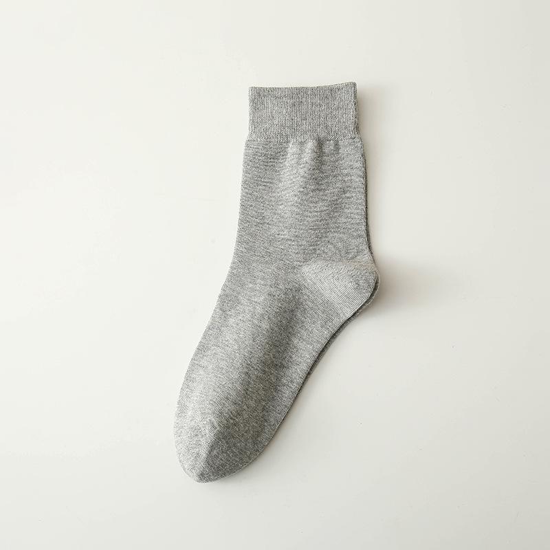 Men's Anti-Odor Sweat-Absorbent Pure Cotton Socks for Autumn/Winter - Simple Business Style Mid-Calf Length