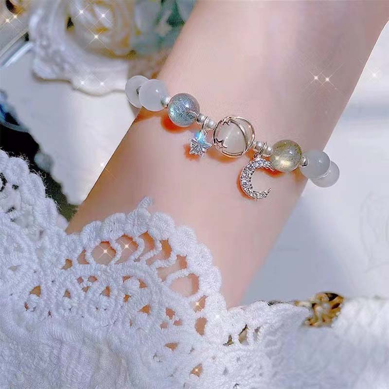 Kadın Kızlar İçin Moda Kristal Opal Boncuklu Bileklik Tatlı Yıldız Ay Zincir Uçlu Charm Bileklikler Kelepçe Takı Parti Hediyeleri