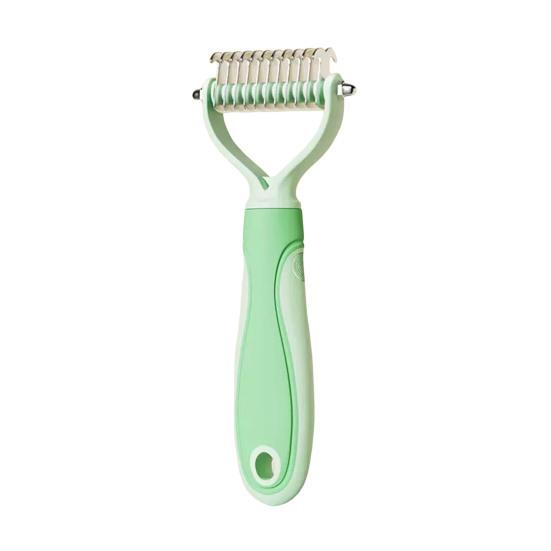 

Pet Grooming Rake, Dual-Sided Stainless Steel Blades, Pet Deshedding And Dematting Brush, Undercoat Rake for Dogs Cats Thick Coats Detangling S зелёный