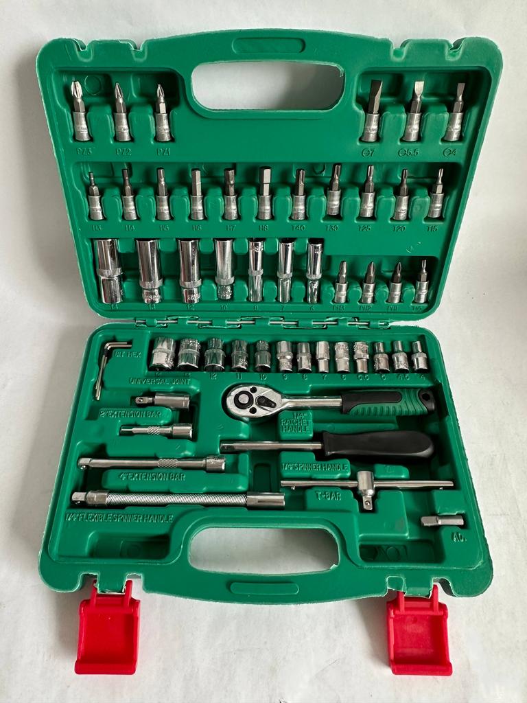 53pcs Socket Ratchet Wrench Bit Set 24Tooth Handle Metric Mechanics Tool Automotive Repair Home Use Customizable OEM Hard Case